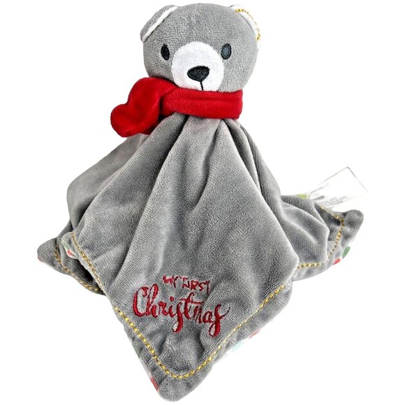 Animal Adventure Gray Bear Lovey My First Christmas Polka Dot Stuffed Animal Toy - Picture 1 of 4